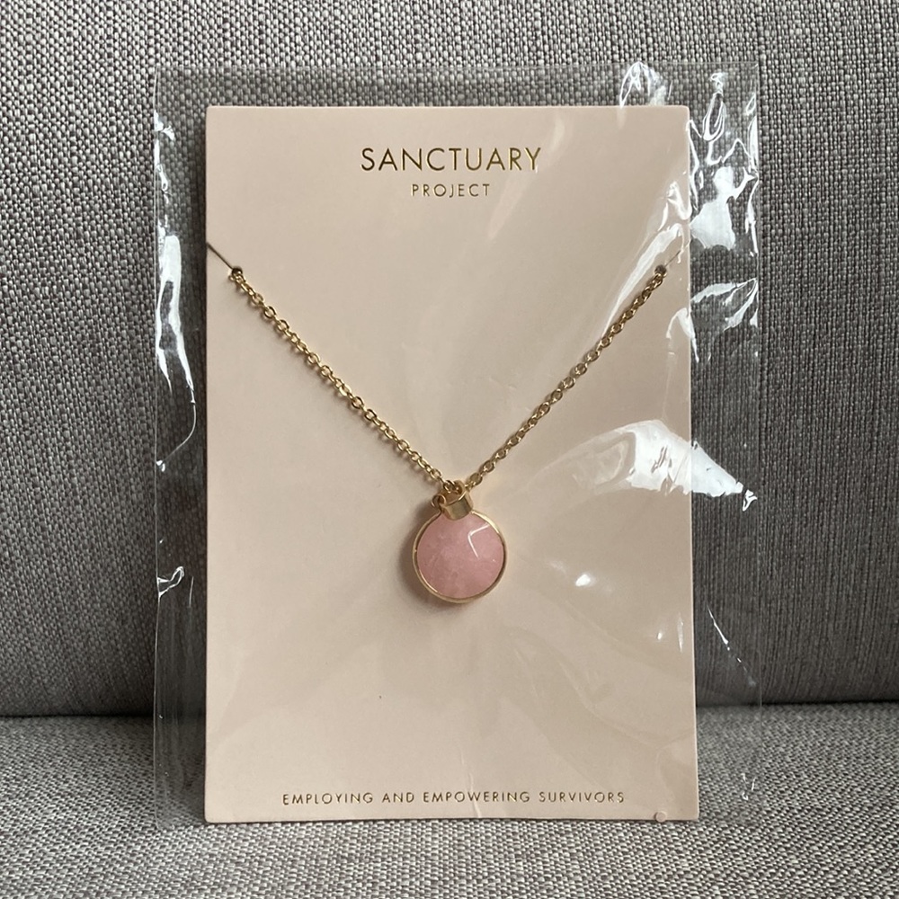BNWT Sanctuary Project Gold Necklace with Pink Gem
